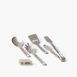 4-teiliges Sea to Summit Detour Stainless Steel Utensil Set mit Grillzange, Spaghettilöffel, Pfannenwender und Servierlöffel