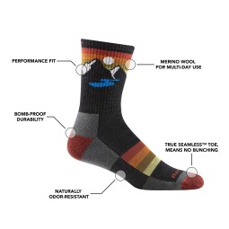 Features der Darn Tough Sunset Ridge Micro Crew Socke Trekkingsocken