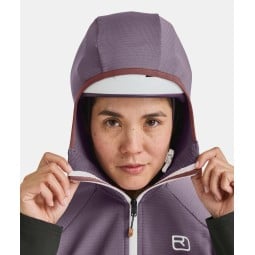 Ortovox Fleece Rib Hoody Damen Wild Berry mit helmtauglicher Kapuze