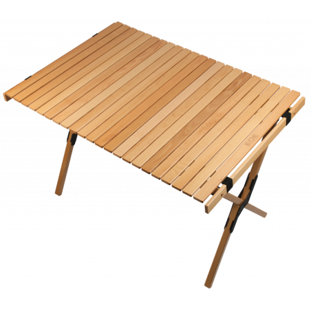 EOE Desch L Holz Campingtisch mit rollbarer Tischplatte aus Buchenholz
