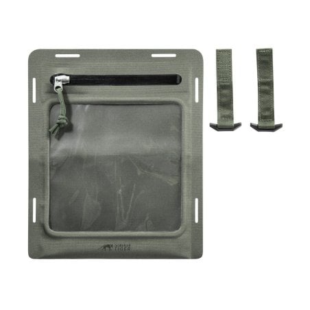 Tasmanian Tiger W-Pouch A5 WR Stone Grey Olive mit Schlaufen daneben