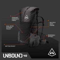 Features am Hyperlite Mountain Gear Unbound 40 Rucksack black