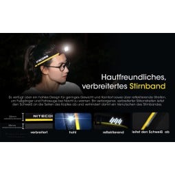 Nitecore NU43 Stirnlampe mit breitem, bequemem Stirnband