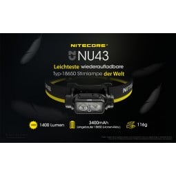 extrem leichte und wiederaufladbare Nitecore NU43 Stirnlampe