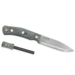 Casström No. 10 SFK Messer Micarta Carbonstahl mit Zündstahl daneben