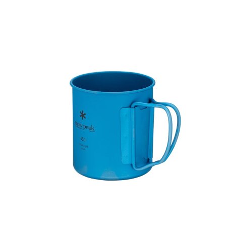 Snow Peak Ti-Single 450 Cup Eloxiert Titantasse blau Seitenansicht