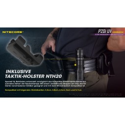 Nitecore P20i UV LED Taschenlampe mit praktischem, verstellbarem Holster