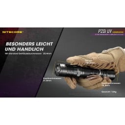 kompakte Nitecore P20i UV LED Taschenlampe mit leichtem Gewicht