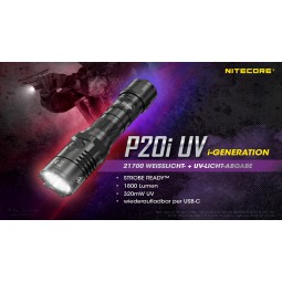 Nitecore P20i UV LED Taschenlampe mit weißem Licht und UV