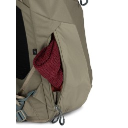 Osprey Metron 22 Tagesrucksack Tan Concrete mit elastischer Reißverschlusstasche an einer Seite