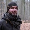 Waldkauz Merino Wollschal Hiasl in Kombination mit der gleichnamigen separat erhältlichen Strickmütze