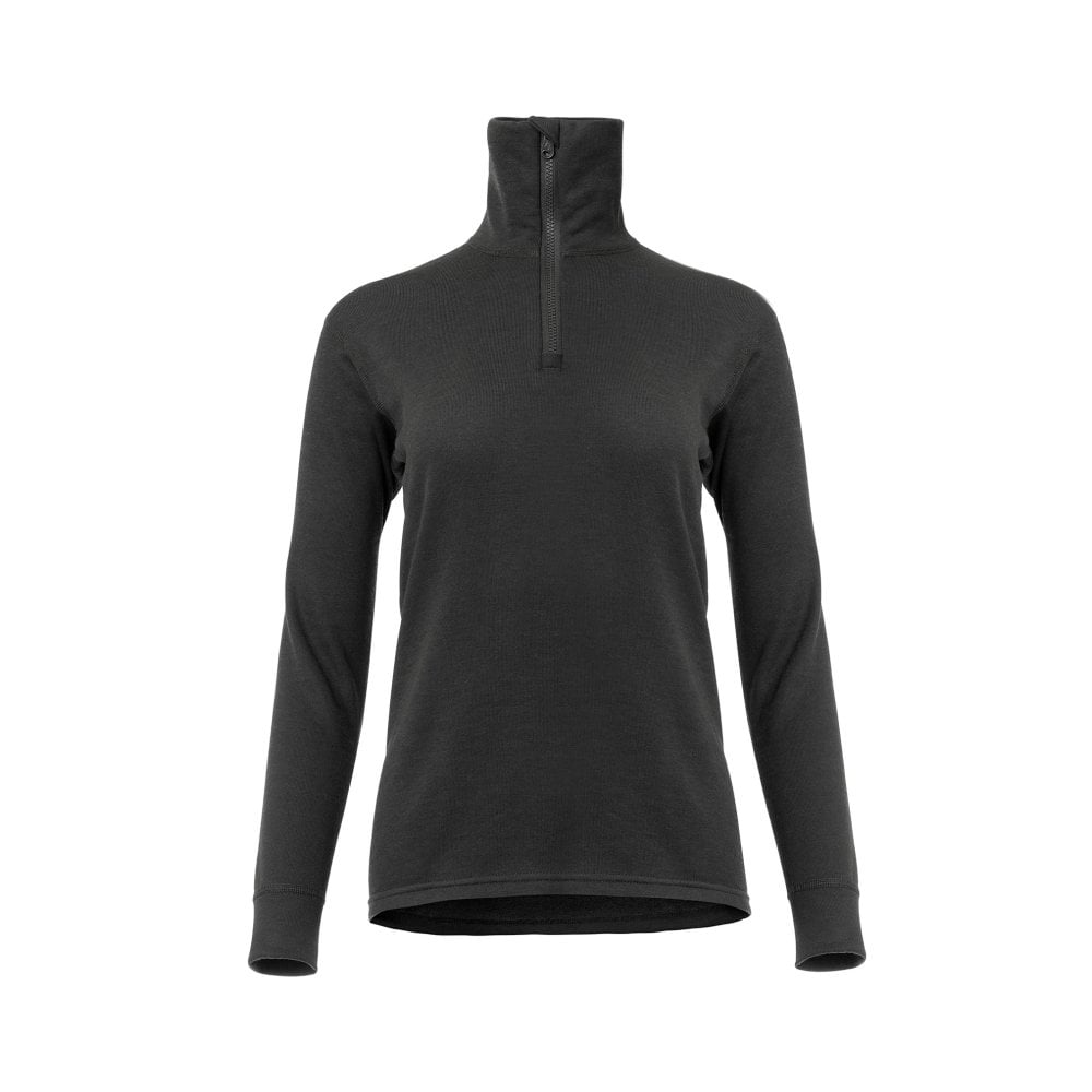 Woolterry Polo Wollpullover Damen Schwarz L