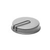 Unterseite der Toaks Titanium Pfanne 145 mm mit eingeklapptem Griff