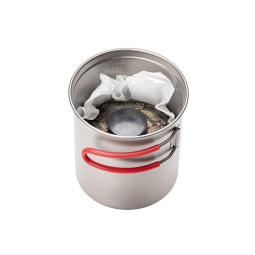 Evernew Ti Ultralight Deep Pot 640 beispielhaft mit Kartusche befüllt (nicht enthalten)