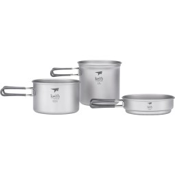 Keith Titanium Topfset 1200ml mit Pfanne mit unterschiedlich großen Töpfen