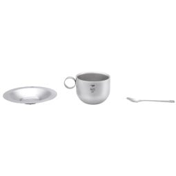 Keith Titanium Kaffeetasse mit Zubehör Einzelteile nebeneinander