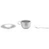 Keith Titanium Kaffeetasse mit Zubehör Einzelteile nebeneinander
