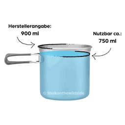 Snow Peak Trek 900 Titanium Topf mit nutzbarem Volumen von ca. 750 ml