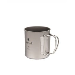 Snow Peak Ti-Single Wall 450 Mug Titantasse mit ausgeklappten Griffen