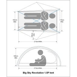 Abmessungen Big Sky International Revolution 1.5P Zelt
