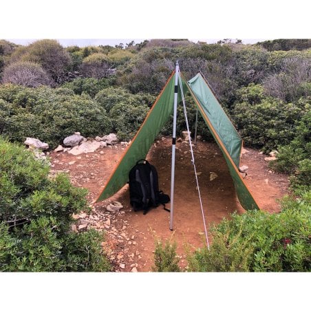 Origin Outdoors Tarp L beispielhaft aufgebaut