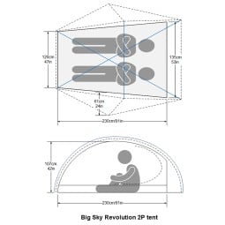 Abmessungen Big Sky International Revolution 2P Bikepacking Zelt