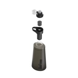 Einzelteile des Katadyn BeFree Wasserfilters AC 1L Schwarz inklusive Aktivkohle