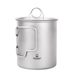SilverAnt Titanium 500ml Cup with Lid mit eingeklappten Griffen