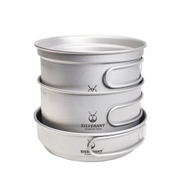 SilverAnt 2250ml Titanium 3-Piece Camping Cookware ineinander gestellt