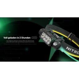 In zwei Stunden ist die Nitecore HC65 UE Stirnlampe vollständig aufgeladen