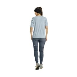 Rückansicht Ortovox Seceda Tights Damen Dark Arctic Grey von Model getragen