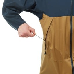 Montbell Thunder Pass Jacket Regenjacke Graphite Ocher mit Kordelzugenden in den Taschen