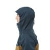 Montbell Thunder Pass Jacket Regenjacke Graphite Ocher Seitenansicht der Kapuze