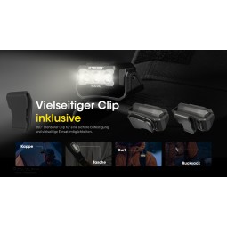 Nitecore HA15 UHE Stirnlampe mit Clip zur vielseitigen Befestigung
