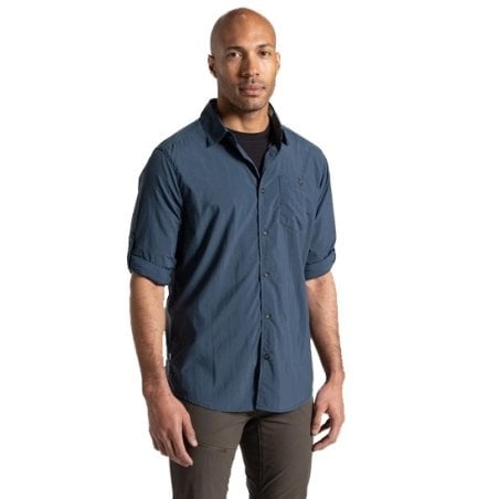 Craghoppers NosiLife Nuoro Langarmshirt II Blue Stone Hemd mit aufgerollten Ärmeln