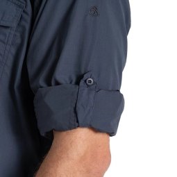 Craghoppers NosiLife Kiwi Langarmshirt Ombre Blue mit Befestigung zum Aufrollen der Ärmel