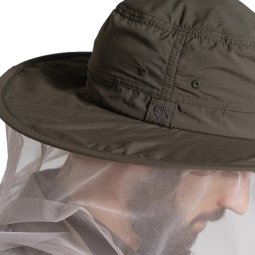 Rückseite Craghoppers NosiLife Ultimate Hat II Woodland Green mit integriertem Mückennetz