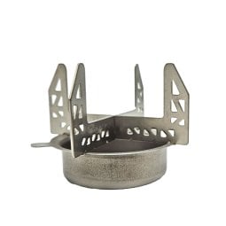 Evernew Ti Fire Cup Gelbrenner mit Topfkreuz (nicht enthalten) Nahaufnahme