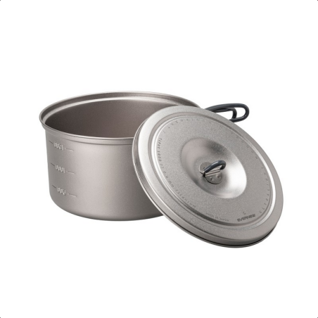 Evernew Ti Pot 1900 T0.4 mit Deckel daneben