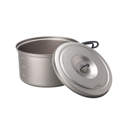 Evernew Ti Pot 1900 T0.4 mit Deckel daneben