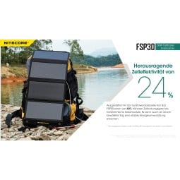 Nitecore Solarpanel FSP30 mit hoher Effizienz auch an bewölkten Tagen