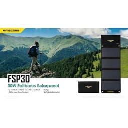 Nitecore Solarpanel FSP30 mit 2 USB-A und 1 USB-C Anschluss
