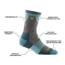 Features Darn Tough Bear Town Micro Crew Socke Damen Wandersocken