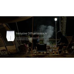 Nitecore NU25 MCT Stirnlampe mit Diffusorbeutel, um das Licht angenehmer zu streuen