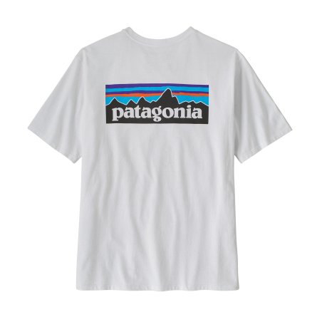 Patagonia P-6 Logo Responsibili-Tee White mit größerem Logo hinten