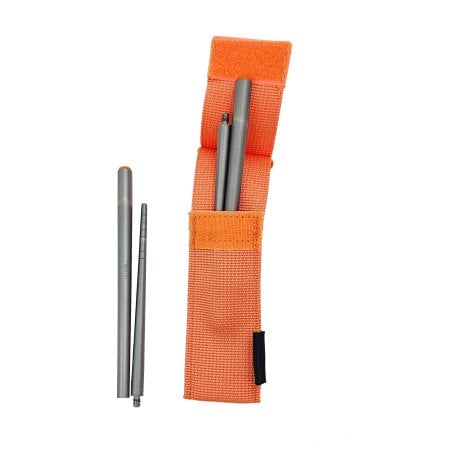 Toaks Titanium Collapsible Chopsticks auseinandergeschraubt mit Packtasche