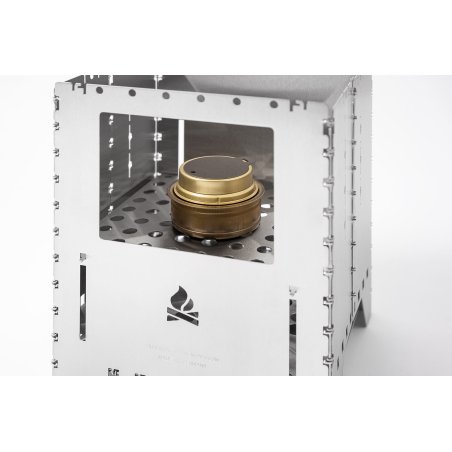 Bushcraft Essentials Universalrost Bushbox XXL+ als Halterung für Spiritusbrenner