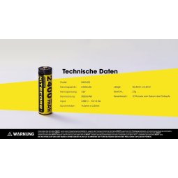 Technische Daten der Nitecore Li-Ion Akkus 4er Pack