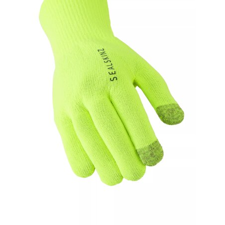 wasserdichte Handschuhe SealSkinz Anmer WP All Weather Ultra Grip Knitted Glove Neongelb