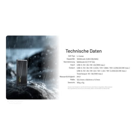 Technische Daten der Nitecore Powerbank NB Plus 10000
